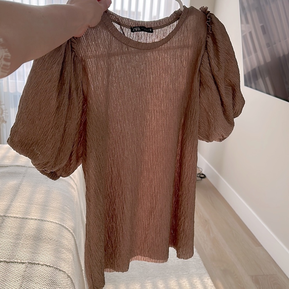 Effortlessly Stylish: Zara Blouse in Deep Beige - Size S